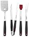 Grillaholics BBQ Grill Tools Set - 4-Piece Heavy Duty Stainless Steel Barbecue Grilling Utensils - Premium Grill Accessories for Barbecue - Spatula, Tongs, Fork, and Basting Brush (Grey)