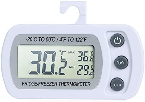 InnFast Digital Waterproof Freezer Thermometer with Hook and Large LCD Display, Max/Min Function - Perfect for Fridge, Freezer or General Rooms(White)