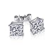 925 Solid Sterling Silver, Clear Princess Cut Square CZ Cubic Zirconia Stud Earrings 1.0ct to 5.0ct