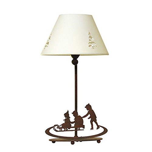 Lampada Da Tavolo Metallo Decorato Bambini Slitta Ryckaert