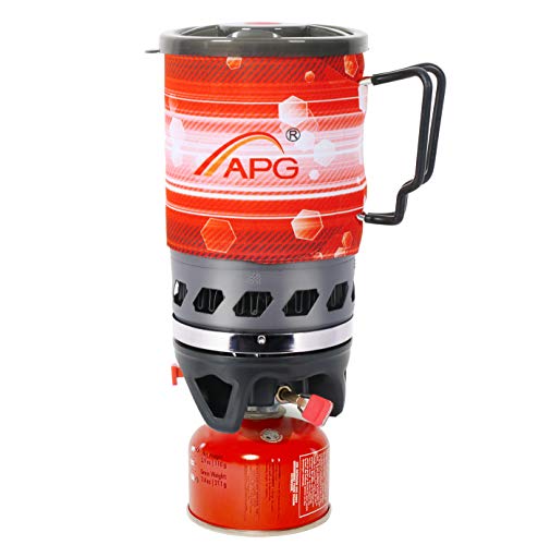 APG Mini 2-Color Camping Stove Cooking System | Propane Burner Outdoor Hiking Backpacking Camp Stove | Portable Gas Stove Burner Solo Stove | Fast Boiling Fuel-Efficient Flash Cooking, 0.9-Liter