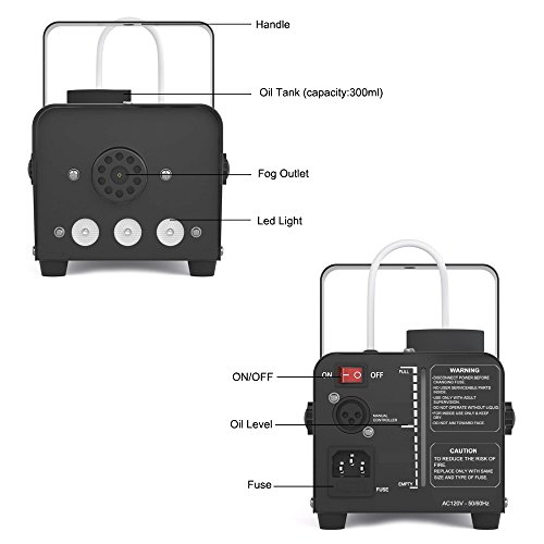 Fog Machine with lights, 400-Watt Portable Fog Machine with Wireless Remote Control, Smoke Machines for Parties Halloween Wedding Christmas DJ Dance