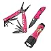 MOSSY OAK 3-Piece Multi-Tool Folding Pocket Knife with LED Flashlight Set - Pink camouflage Iron Box - Drop Point Blade Tactical Knife - Ideal for Camping, Hiking, Hunting, Fishing, Survival, Military
