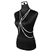 Beauty7 Summer Cross Simulated Pearl Bead Harness Bikini Body Chain Necklace Women Belly Waist Silver Tone