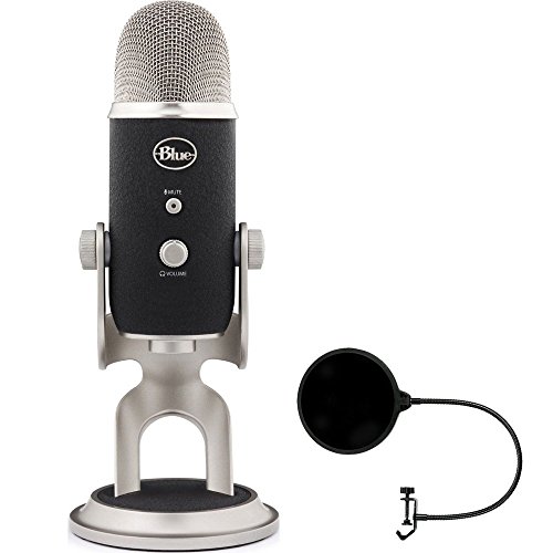 Blue Microphones Yeti Ultimate USB Microphone (YETI) with Pop Shield Universal Pop Filter Microphone Wind Screen with Mic Stand Clip (Multipattern)