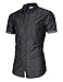 MrWonder Men's Casual Slim Fit Button Down Shirt Short Sleeve Denim Shirts Grey M