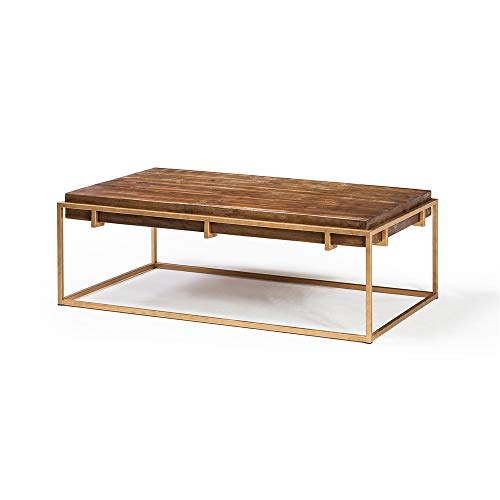 Keira Rectangle Coffee Table with Reclaimed Pine Block Top