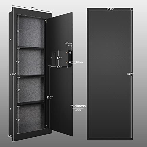 Langger Biometric Wall Safe, Hidden Fingerprint Security Long Wall Safe