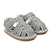 Kuner Infant Baby Boys Girls Pu Leather Rubber Sole Anti-Slip Summer Sandals First Walkers (13cm(12-18months), Gray-1)