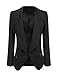 GRAPENT Women's Open Front Draped Asymmetric Side Zip Business Blazer Jacket