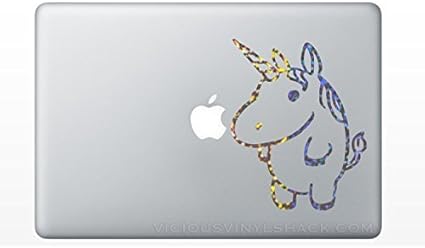 Amazon Macbook 対応 アートステッカー 太った可愛いユニコーン Fat Cute Unicorn Macbook Or Laptop Decal 13 15 17 インチ対応 並行輸入品 Silver Sparkles Vicious Vinyl Shack ノートパソコンスキンシール 通販