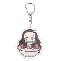 Cue Tee Store Demon Slayer: Kimetsu No Yaiba Figure Pendants Acrylic Keychain Keyring Novelty Bag Accessory Anime Fans Gift(about 6cm H02)