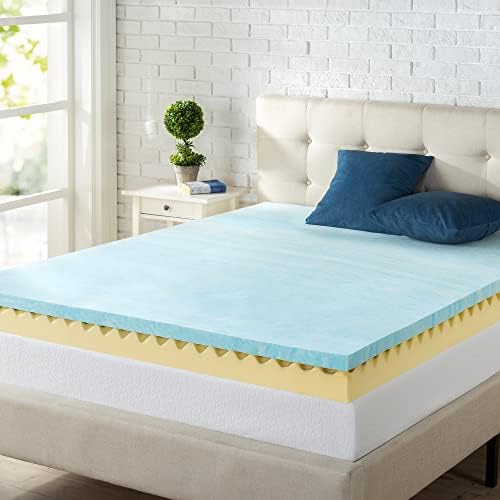 ZINUS 4 Inch Swirl Gel Cooling Memory Foam Mattress Topper, Cooling