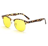 Cyxus Blue Light Filter [Anti Eye Fatigue] Self-rim Leopard Print Computer Glasses, Unisex(Men/Women) UV Blocking Radiation Safety Retro Round Half Frame Yellow Lens Reading Eyewear (Tortoise)
