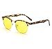 Cyxus Blue Light Filter [Anti Eye Fatigue] Self-rim Leopard Print Computer Glasses, Unisex(Men/Women) UV Blocking Radiation Safety Retro Round Half Frame Yellow Lens Reading Eyewear (Tortoise)