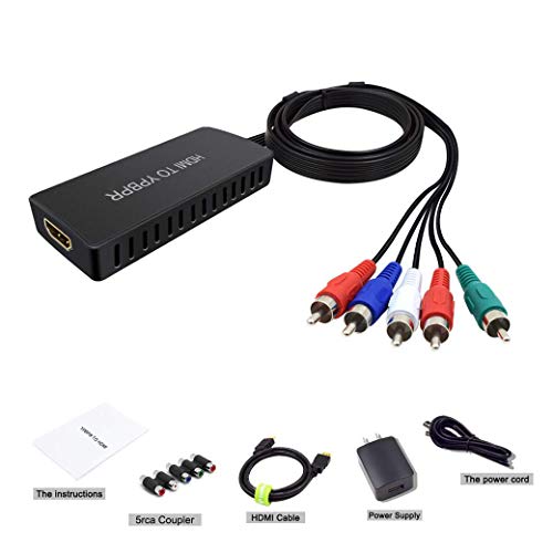 HDMI to YPbPr Converter, HDMI to Video Ypbpr Adapter HDMI to Component Converter with YPBPR Cable Power Adapter for Apple TV, PS3, Roku, Xbox, Fire Stick, DVD Players