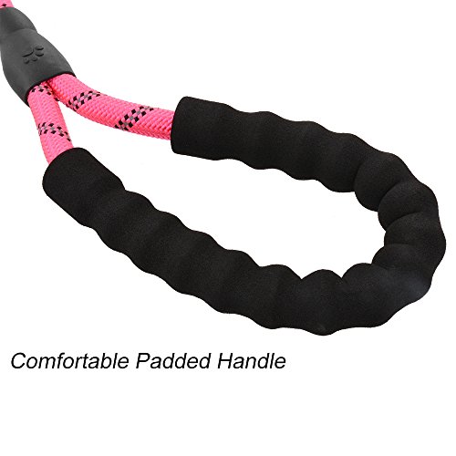 URIJK 5 FT Dog Rope Leash with Padded Handle - Heavy Duty Strong Dog Training Leash for Medium Large Dogs - Reflective Nylon Pet Mountain Dog Rope Lead for Safety Night Walking