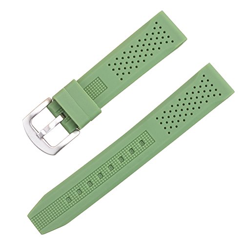 Green Silicon Watch Strap 20mm Soft Rubber For Divers Watches Waterproof Watch Wristband Replacement