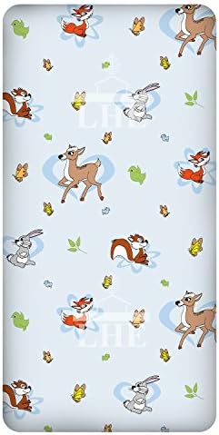 LHE Baby COT CRIB MOSES BASKET patterned fitted sheets size 38x80 40x90 120x60 140x70cm 100% cotton 47 DESIGNS (COT 60X120cm, 00-BAMBI BLUE)