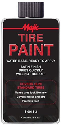 Majic Paints 8-0018-3 Satin Finish Tire Paint, 16-Ounces, 6-Pack, Black
