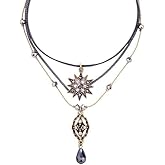 TIANBANGSHI Choker Necklaces for Women, Black Gothic Multilayer Necklace Vintage Star Necklace Chain Leather Pendant Jewelry