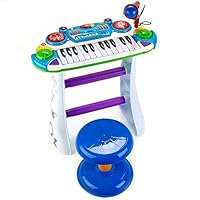 O.B Toys&Gift Musical Kids Electronic Keyboard 24 Key Piano Music Instruments w/ Microphone & Stool , Organ for Kids (Blue)