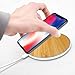 Wireless Charging Pad, Qi Phone Charger, Compatible With iPhone X, 8 Samsung Galaxy Smartphones, Fast Cordless Charging Pad, Bamboo Wooden Slim Flat Disk, Anti-Slip Wood Design, Sleep Friendly Light