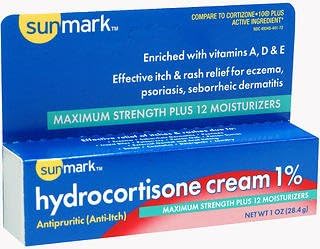 SunmarkSunmark Hydrocortisone Cream 1% Plus Moisturizer Maximum Strength, 1 oz (Pack of 3)