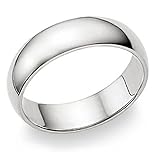 6MM Sterling Silver High Polish Plain Dome Tarnish Resistant Comfort Fit Wedding Band Ring