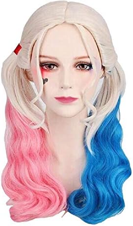 OPM Halloween Costume Fancy Dress for Adult Women, Harley Quinn Costume Girls Sets for Cosplay Party Carnival Stage Performance (Wig)