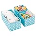 mDesign Fabric Drawer Divider Organizer Bin, Nursery/Bedroom Dresser, Closet, Shelf, Playroom Organization, Hold Clothes, Toys, Diapers, Bibs, Set of 3, Turquoise Blue/White Polka Dot