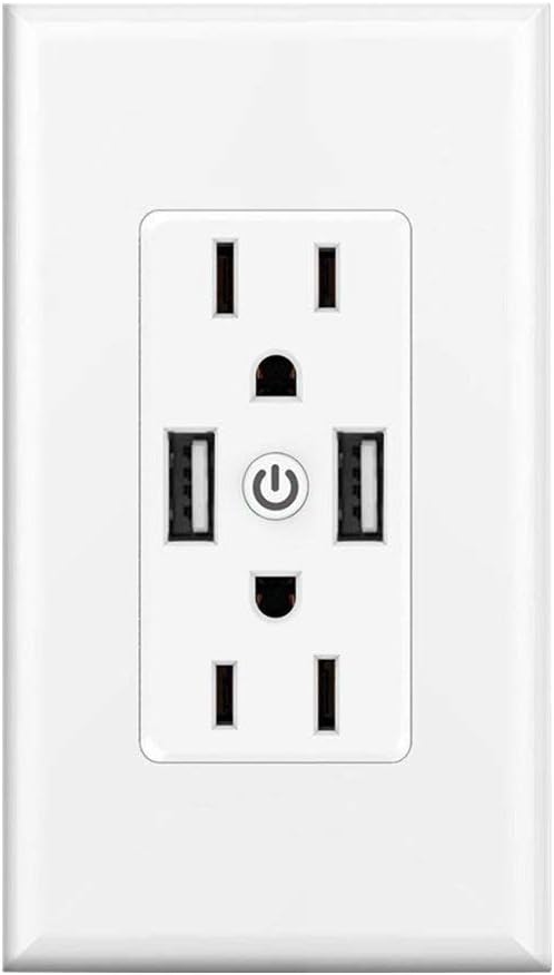 Smart WiFi Wall Outlet, Top & Bottom Outlets are Independently Controllable, Duplex Receptacle Socket, Compatible with Alexa Dot Echo Plus Assistant IFTTT, No Hub Required