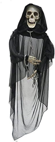UnitonBlack Reaper Decor (Hanging Halloween Decor with Light Up Skull) - 59 inches Height