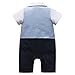 TNYKER Baby Boy Suit, Toddler Short Sleeve Rompers Infant Outfit Onesie with Bow tie, 80, Blue