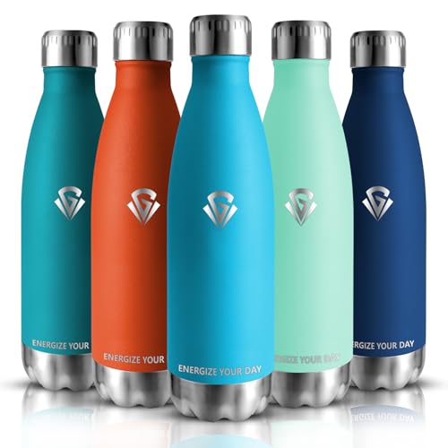 Grsta Drinking Bottle Stainless Steel 750 ml Double-Walled Water Bottle Suitable for Carbonated Drinks, Thermos Flask Keeps Hot for 12 Hours Cold for 24 Hours - Blue