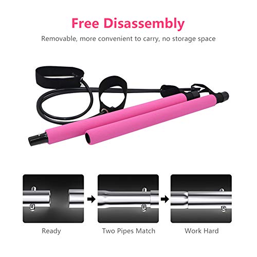 Portable Pilates Bar Kit with Resistance Band,Yoga Exercise Pilates Bar with Foot Loop Yoga Pilates Stick Total Body Workout Toning Bar for Yoga,Stretch,Twisting,Sit-Up Bar Resistance Band by Yoruii - Thumbnail 3