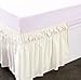 MEILA Wrap Around Bed Skirt Three Fabric Sides Elastic Dust Ruffled 16 Inch Tailored Drop,Easy to Install Fade Resistant-Ivory, Queen/King