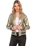 OD'lover Women's Faux Leather Short Baseball Zip Up Bomber Jacket Coat