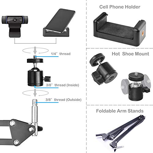 Phone Stand for Recording, Overhead Phone Mount Video Stand cam