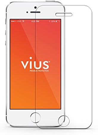 iPhone SE 5 5C 5S Screen Protector - vius Premium HD Tempered Glass Screen Protector for Apple iPhone SE 5 5C 5S - Crystal Clear Ultra-Durable Anti-Shatter