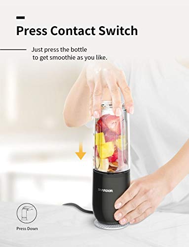 SHARDOR Portable Smoothie Blender Personal Blender for Shakes Juice with 2 Bottles 1 Ice Cube Tray, Black - Image 4