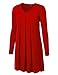 MBJ WT1166 Womens V-Neck Long Sleeve Pleats Tunic Dress Top M RED