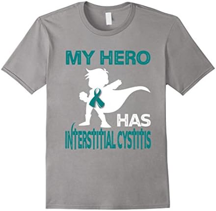 Mens MY HERO HAS INTERSTITIAL CYSTITIS T SHIRT Large Slate