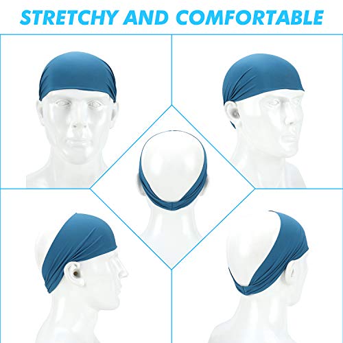 Sports Headbands for Men and Women - Lightweight Sweat Band Moisture Wicking Workout Sweatbands for Running, Cross Training, Yoga and Bike (4 Pack)