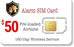 $50 Prepaid Alarm SIM Card for GSM Home/Business Security Alarm System - No Contract - 180-Day Wireless Service