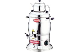 Tubibu Samovar Stainless Steel Electric Turkish Tea Maker Tea Machine 220v EU Plug (Silver, 7 liter)