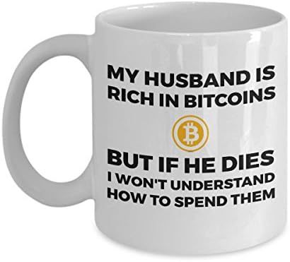 Funny Bitcoin Cryptocurrency Novelty Ceramic Coffee Mug - 11 oz white