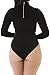 Pink Queen Women Turtle Neck Long Sleeve Sexy Bodycon Bodysuit Leotard Jumpsuit,Black-453,Large