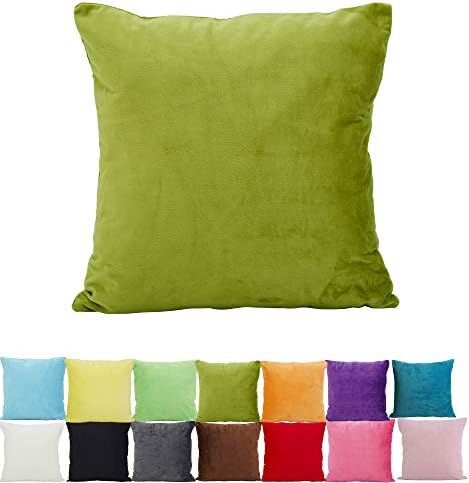 Alimama 1 Pc Solid Color Chenille Decorative Throw Pillow Covers, Euro Pillow Shams, European Throw Pillow Covers, Indoor/Outdoor Cushion Covers(13.75 x 19.75 Inch,Olive Green)