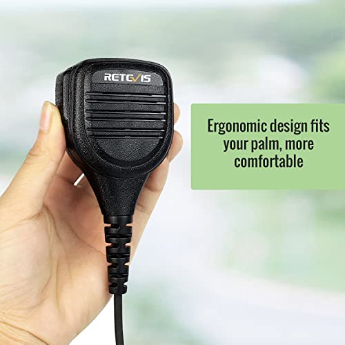 Retevis Walkie Talkie Remote Speaker Microphone 2 Pins Compatible with Walkie Talkie RT24 RT5R RT27 RT28 RT617 Baofeng UV-5R UV-5RE UV-82 BF-888S Kenwood TYT Walkie Talkies (1 Pcs)
